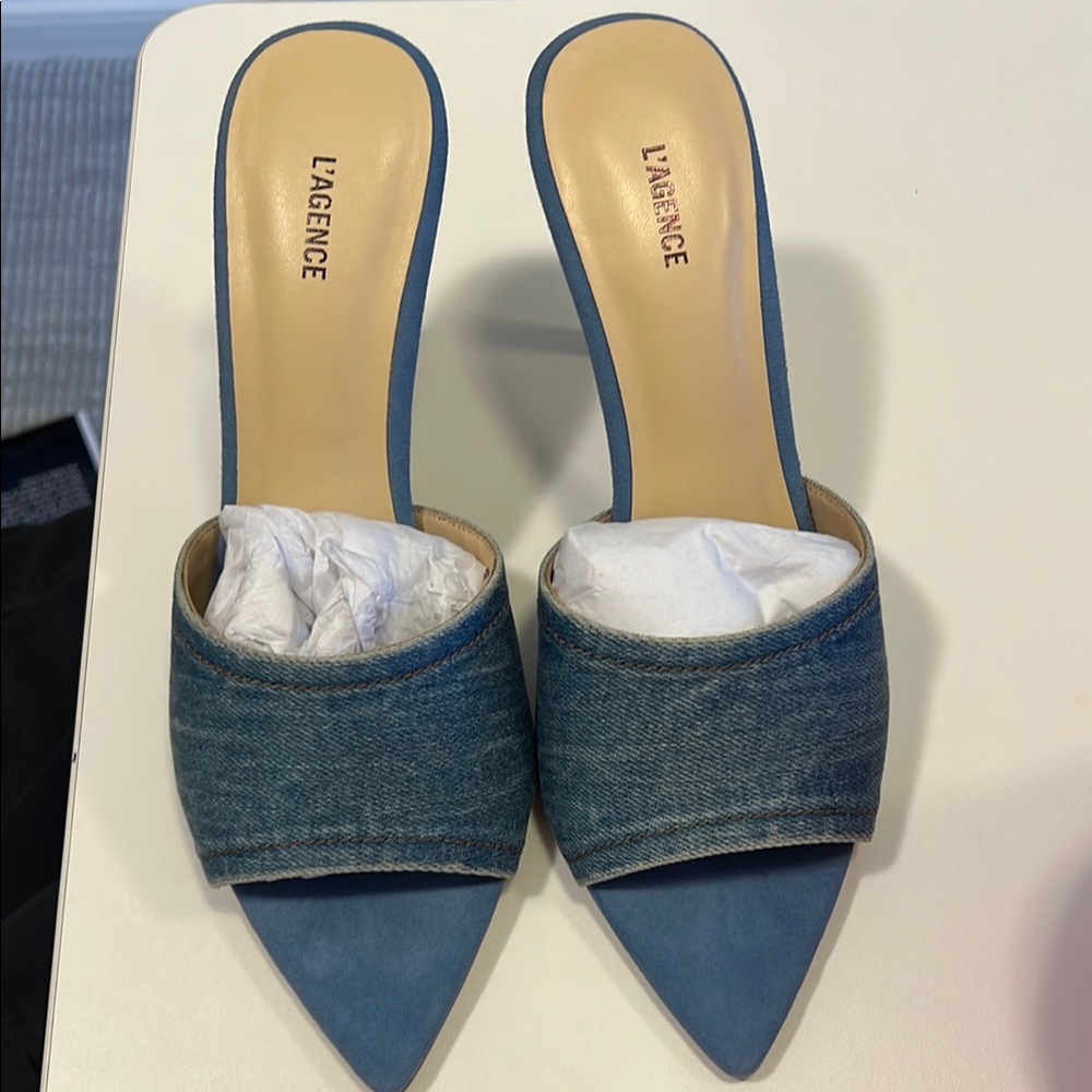 L'AGENCE Blue Denim Women's Mules-never worn